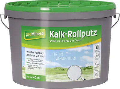 Produktbild von proMineral Kalk-Rollputz weiß 16 kg