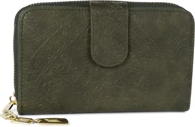 Produktbild von styleBREAKER Geldbörse mit Paisley Blumen Blüten Prägung, umlaufender Reißverschluss und RFID Schutz, Portemonnaie, Damen 02040098