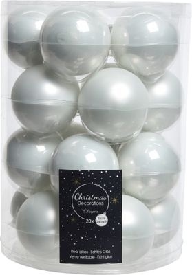 Weihnachtskugeln Glas 6cm x 20 Stück - Winterweiß