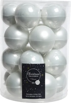 Produktbild von Weihnachtskugeln Glas 6cm x 20 Stück - Winterweiß