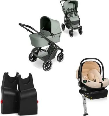 Produktbild von ABC Design Kombi-Kinderwagen Salsa 5 Air Set Pine inkl. Adapter für Babyschale + Gratis Lionello Autositz Astrid i-Size mit Base Set Beige Sand