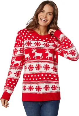 Produktbild von Weihnachtspullover Winterzauber rot-weiß für Frauen - XXL