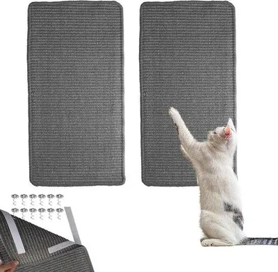 Image de Lot de 2 tapis pour griffes de chat en sisal, 60 x 30 cm, résistants aux griffures, autocollants