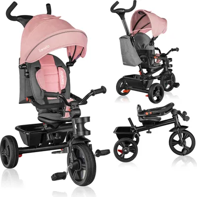 Produktbild von Lionelo Haari Dreirad Kinderdreirad Kinder Lenkstange Fahrrad Baby Kinderwagen Rosa
