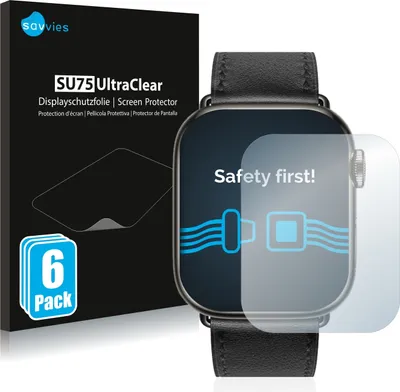 Produktbild von 6x Für Apple Watch Hermès (41 mm) Schutzfolie Savvies Displayschutz Display Schutz Folie Klar Transparent