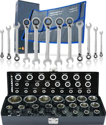Produktbild von HASKYY Zoll Werkzeug Satz 36tlg Inch Stecknuss & Ring-Ratschenschlüssel SET