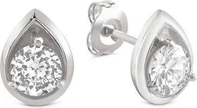 Produktbild von Zeeme Basic Ohrringe 925/- Sterling Silber 1,1cm weiß Zirkonia weiß 360221878