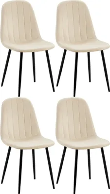 Produktbild von 4er Set Esszimmerstuhl HLO-CP33 Samt  creme