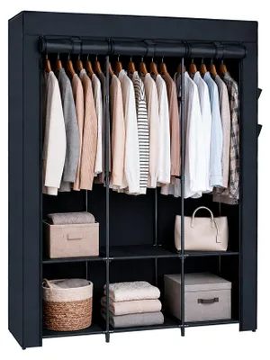 Produktbild von Tragbarer Stoffkleiderschrank von Harbour Housewares – 130 x 45 x 167 cm – Schwarz
