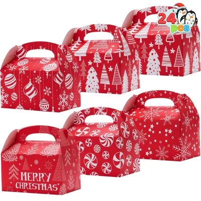 Image de Boîtes cadeaux en carton - Motifs de Noël - 8,3 x 13,3 x 14,5 cm - Lot de 24