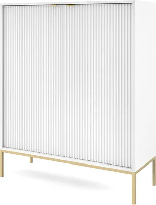 Produktbild von Furniture24 Schrank Nova NVK104 Highboard Kommode 2 Türiger Wohnzimerschrank Weiß