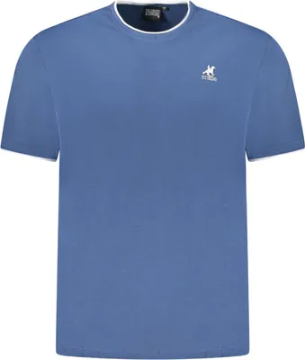 Immagine prodotto di T-shirt blu da uomo con collo rotondo e ricamo - Elegante e moderno