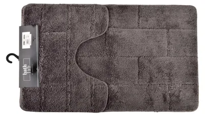 Imagen del producto de Juego de alfombras para baño, poliéster, marca ZAC ZAC, 50x37 cm y 50x80 cm, color gris oscuro, juego de 2 unidades
