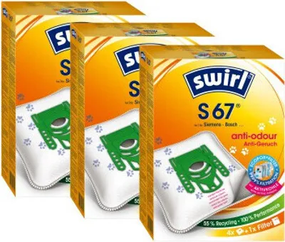 Produktbild von SWIRL Staubsaugerbeutel S 67 EcoPor® Anti-Geruch für Siemens, Bosch 12 Beutel