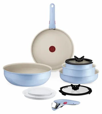 Zdjęcie produktu dla Tefal Ingenio L827SB04, Zestaw mieszany, Jasny Niebieski, Aluminium, Mineralny, Niebieski, Szkło/plastik