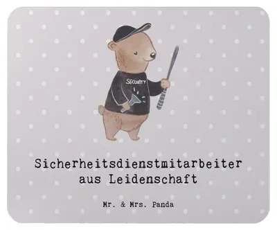 Produktbild von Mr. & Mrs. Panda Mouse Pad Sicherheitsdienstmitarbeiter Leidenschaft - Grau Pastell - Geschenk, mauspad laptop, Mousepad, mousematte, computer