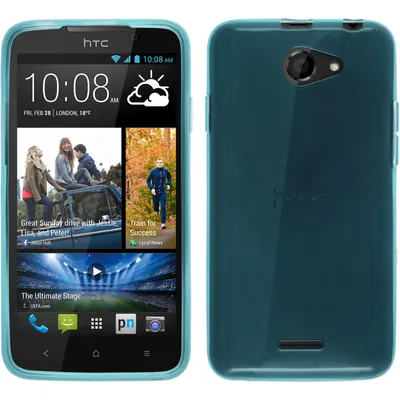 Produktbild von PhoneNatic Case kompatibel mit HTC Desire 516 - türkis Silikon Hülle transparent + 2 Schutzfolien