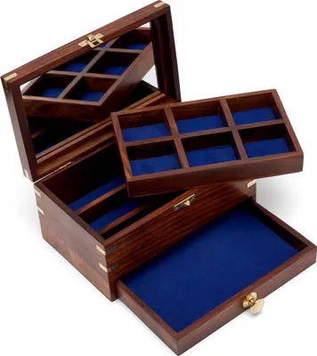 Produktbild von Maritim Schmuck Schatulle 22x14x12cm aus Holz und Messing mit Spiegel im Deckel