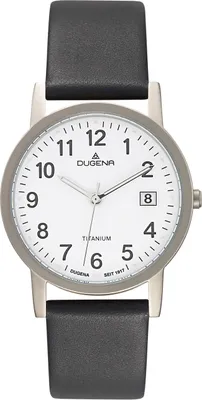 Produktbild von Dugena Uni-Armbanduhr Novum, Titangehäuse, Mineralglas, Lederarmband, 5 bar