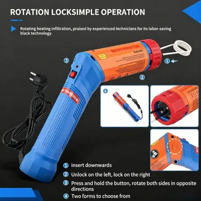 Immagine prodotto di Riscaldatore a induzione magnetico - 1100 W, sgrassatore per viti e bulloni - Dispositivo portatile - Fino a 800 °C - 8 bobine riscaldanti - Spina EU da 220 V