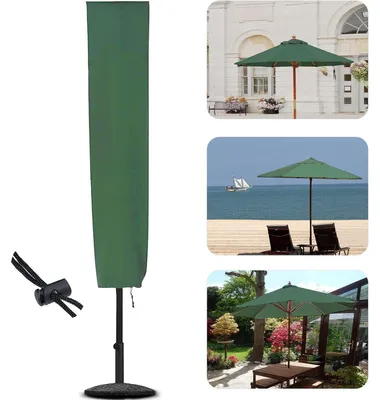 Image de Housse de parasol, dimensions 153x30x30 cm, imperméable, en Oxford 600D PVC, couleur verte, sans fermeture éclair