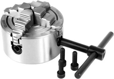 Immagine prodotto di Morsa metallica per la lavorazione dei metalli - Ganasce su 4 lati - Lavorazione dei metalli - Regolazione indipendente - Diametro 80 mm - Metallo.