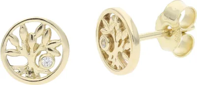 Produktbild von JuwelmaLux Lebensbaum Ohrstecker 333 Gold mit Zirkonia JL39-06-0517