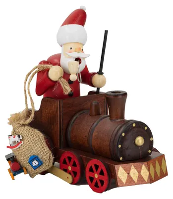 Produktbild von Kaladia Räuchermann Weihnachtsmann in Lokomotive - ca. 15x10x15 cm - für Räucherkerzen der Größe M (Standard) - 30136-14