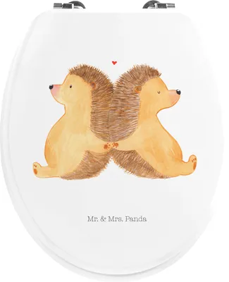 Produktbild von Mr. & Mrs. Panda Toilettendeckel Igel händchenhaltend - Weiß - Geschenk, Verliebt, bambus toilettensitz, Toiletten-Sitz, Love, Klo-Deckel, WC Sitz, Verknallt, Hochzeit