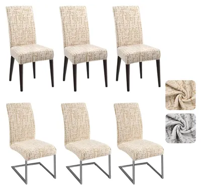 Produktbild von Universelle, elastische Stuhlhussen, Set mit 6 Stück, Beige