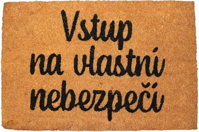 Obrázok produktu pre HOME ELEMENTS Rohožka z kokosových vlákien 40 x 60 cm, Vstup na vlastní nebezpečí