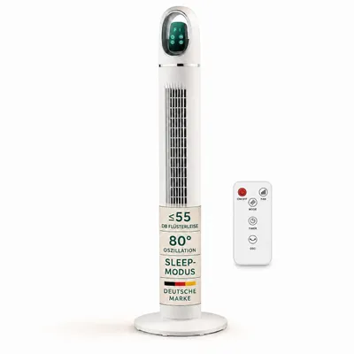 Produktbild von Turmventilator ONBEST TF111 | 45W | 110 cm | Inkl. Fernbedienung & Timer | 3 Geschwindigkeiten | 3 Modi | 80° Oszillation