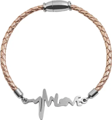 Produktbild von Akzent Echtlederarmband mit Edelstahlelement Herzschlagsymbol