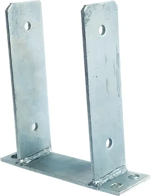 Produktbild von BK SHOP | Pfostenträger | T-Form | 71x200x160 mm | Pfostenanker Verzinkter Stahl 5 mm | Pfostenfuß, Pfostenschuh, Balkenschuh, Bodenhülse