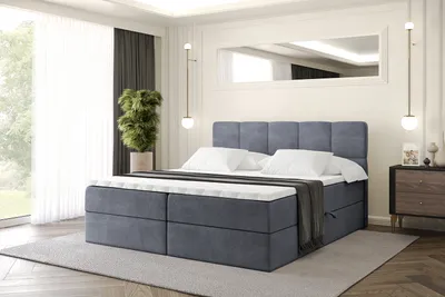 Produktbild von ALTDECOR Boxspringbett mit Matratze und Lattenrost, Topper, Polsterbett mit Bettkasten, Bett mit Stauraum H4-Matratze, Doppelbett, Boxbett - LIRO - 180x200 - Dunkelgrau Casablanca
