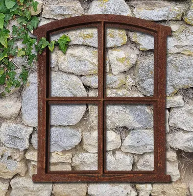 Produktbild von Stallfenster Gusseisen Antik-Stil Rostig Nostalgie Fensterrahmen Vintage 49cm