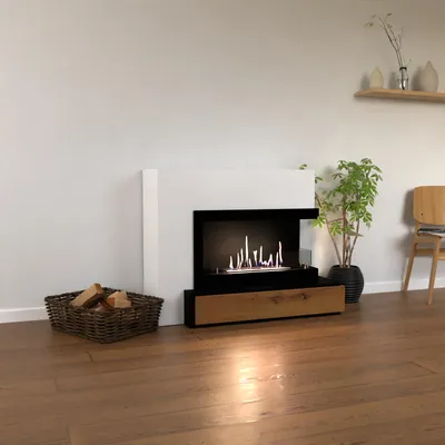 Produktbild von GLOW FIRE Ethanol Kamin 'Narvik Rechts' | Ethanolofen in weiß mit 3 Std. Brenndauer und 2 KW Heizleistung | BxHxT: 100x89,7x51,5 cm