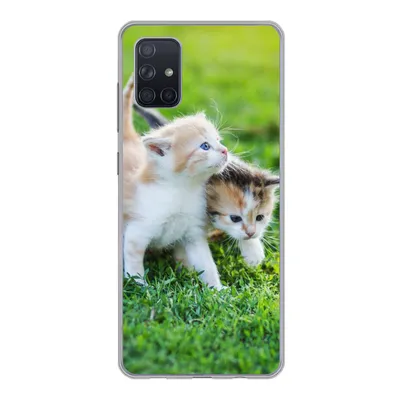 Produktbild von MuchoWow® Handyhülle Schutzhülle Hülle für Samsung Galaxy A71 Kätzchen - Katze - Korb - Mädchen - Kinder - Jungen - Kinder Silikon Softcase Handy Hülle - Kartenbesitzer