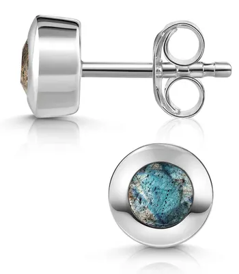 Produktbild von MATERIA by Matthias Wagner Labradorit Ohrstecker Silber 925 rund facettiert SO-155-Labradorit
