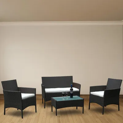 Immagine prodotto di Set di sedute in polyrattan Sgabello da giardino Poltrona da giardino Set da salotto da giardino Divano angolare in polyrattan Mobili da giardino marroni