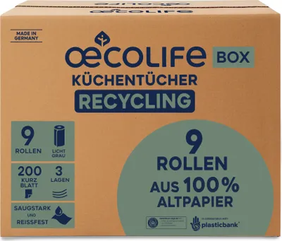 Produktbild von FRIPA Küchenrollen OECOLIFE 3-lagig 9 Rollen (3299001)