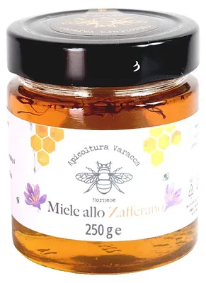 Produktbild von Apicoltura Varacca - Safranhonig 250 g - Italienischer unpasteurisierter Gourmet Honig - Intensiver Geschmack für Käse Fleisch und Feinschmeckerrezepte