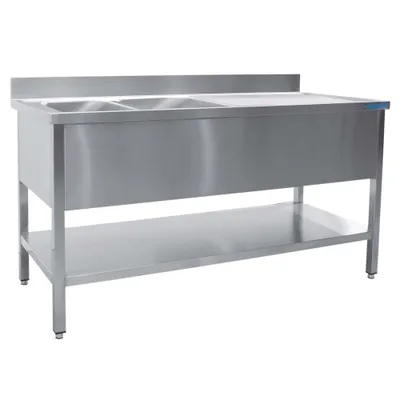 Produktbild von Spültisch 2 Becken, rechts - B 1600 x T 600