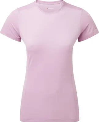 Rosa T-Shirt für Damen; Modell "WOMEN"S DART LITE T-SHIRT" von Montane; kurzärmlig und figurbetont.