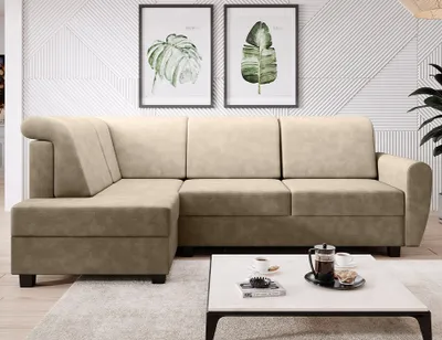 Produktbild von Easy4You Ecksofa MILO L-Form Beige – 235x90x157 cm - Schlafsofa mit Bettkasten und Schlaffunktion - Eckcouch mit Stauraum – Links – Stoff Soro 21