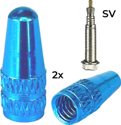 Produktbild von 2 x F26 Fahrrad Alu Ventilkappen SV Presta / Französisch Hell Blau