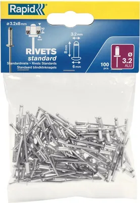 Produktbild von Rapid Blindniete Standard 3,2 x 8 mm aus Aluminium 100 Stück