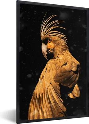 Produktbild von MuchoWow® Gerahmtes Poster Kakadu - Vögel - Gold 20x30 cm - Poster mit Schwarzem Bilderrahmen Wandposter Rahmen Foto Bilder - Drucken - Bilder Poster im Rahmen