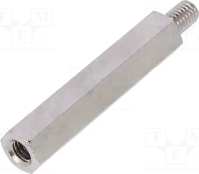 Zdjęcie produktu dla 10 sztuk łączników dystansowych z gwintem wewnętrznym M6 i zewnętrznym M6, długość 50 mm, niklowane. Łączniki dystansowe 219X50