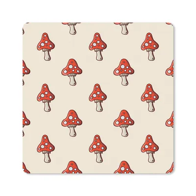 Produktbild von MuchoWow® Mauspad Mousepad Muster - Herbst - Pilz - Rot 20x20 cm - Mousepads - Maus Mat - Pad - Mausunterlage - Desk Mat - Bureauartikeln